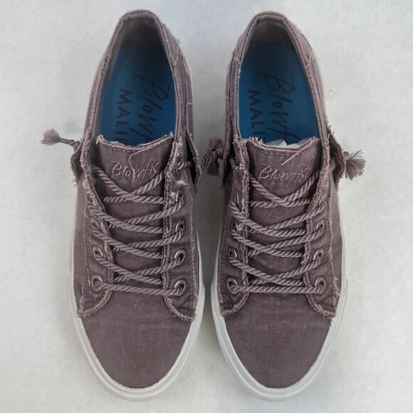 Blowfish Malibu Womens 8/8.5 Martina Faded Burgundy Distressed Canvas Sneakers - Picture 7 of 11